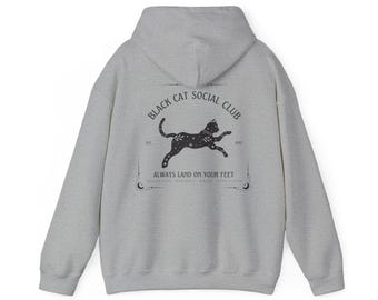 Black Cat Hoodie, Black Cat Social Club Hoodie, Witchy Hoodie, Halloween Hoodie, Cozy Fall Hoodie, Cat Lover Gift, Spooky Season Sweatshirt