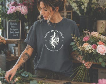 Haunted Garden Society Shirt, Dark Botanical Shirt, Snake Floral Tee, Witchy Shirt, Gothic Botanical Tee, Cottagecore Halloween Shirt