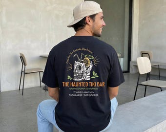 Haunted Tiki Bar Shirt, Halloween Cocktail Shirt, Spooky Tropical Tee, Zombie Cocktail Tee, Skull Tiki Drink, Halloween Bar Shirt