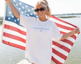 Meet Me At The Marina Shirt, Marina Life Tee, Lake Life Shirt, Boating Shirt Women, Nautical Graphic Tee, Summer Lake Vacation Shirt