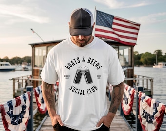 Boats & Beers Social Club Shirt, Lake Life Tee, Boating Shirt for Men, Lake Weekend Shirt, Boat Owner Gift, Summer Lake Tee, Beer Lover Tee