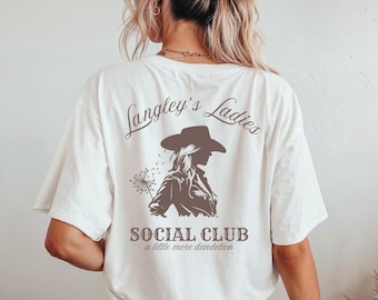 Langley's Ladies Social Club Shirt, Country Concert Tee, Western Cowgirl Shirt, Country Music Fan Tee, Comfort Colors Graphic Tee