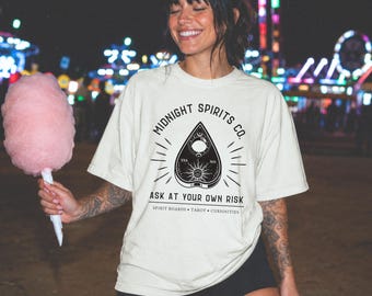 Ouija Board Shirt, Midnight Spirits Co Tee, Witchy Shirt, Spirit Board Shirt, Tarot Shirt, Gothic Halloween Tee