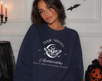 Magic Sisters Apothecary Sweatshirt, Witchy Crewneck, Practical Magic Inspired Sweatshirt, Vintage Moth Crewneck, Cozy Fall Sweatshirt