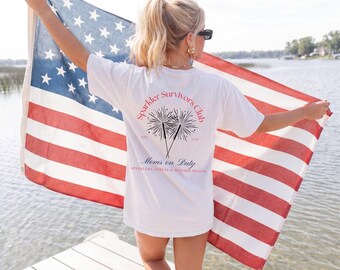 Sparkler Survivors Club Shirt, Moms On Duty Tee, 4th of July Mom Shirt, Patriotic Summer Shirt, Americana Graphic Tee