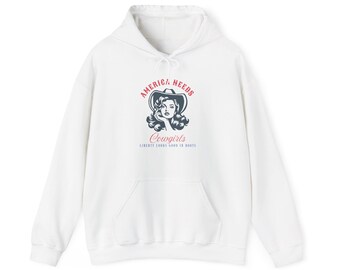 America Needs Cowgirls Hoodie, Patriotic Cowgirl Hoodie, Western 4th of July Sweatshirt, Americana Graphic Hoodie, Cowgirl Pullover