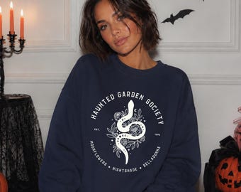 Haunted Garden Society Sweatshirt, Witchy Crewneck, Snake Floral Sweatshirt, Gothic Fall Sweatshirt, Cottagecore Halloween Sweatshirt