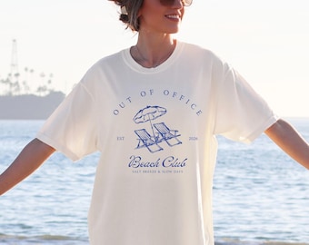 Out of Office Beach Club Shirt, Beach Vacation Tee, Coastal Graphic Tee, Comfort Colors Beach Shirt, Vacation Mode Shirt, Ocean Lover Gift