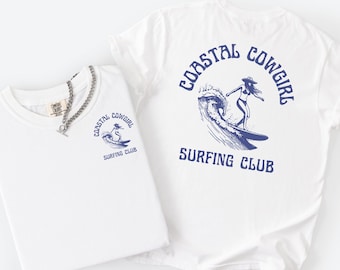 Coastal Cowgirls Surfing Club Shirt, Vintage Surf Tee, Beach Cowgirl Shirt, Coastal Cowgirl Graphic, Comfort Colors Beach Shirt