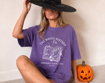 The Magic Sisters Midnight Book Club Shirt | Witchy Book Lover Tee | Practical Magic Inspired | Vintage Spell Book Shirt | Spooky Season