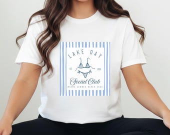 Lake Day Social Club Shirt, Lake Life Tee, Summer Lake Shirt, Coquette Lake Shirt, Boat Day Shirt, Nautical Summer Tee, Comfort Colors Shirt