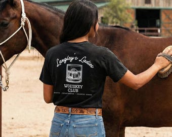 Langley's Ladies Whiskey Club Shirt, Country Concert Tee, Western Cowgirl Shirt, Whiskey Lover Gift, Comfort Colors Country Music Tee