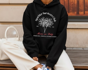 Sparkler Survivors Club Hoodie, Moms On Duty Hoodie, 4th of July Hoodie, Patriotic Mom Sweatshirt, Americana Summer Pullover