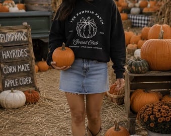 Pumpkin Patch Social Club Sweatshirt, Fall Crewneck, Pumpkin Patch Sweatshirt, Autumn Sweatshirt, Cozy Fall Shirt, Apple Cider Sweatshirt