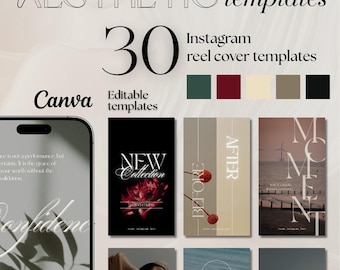 Editable Instagram Reels Covers: Minimalist Canva Templates (Digital Download)