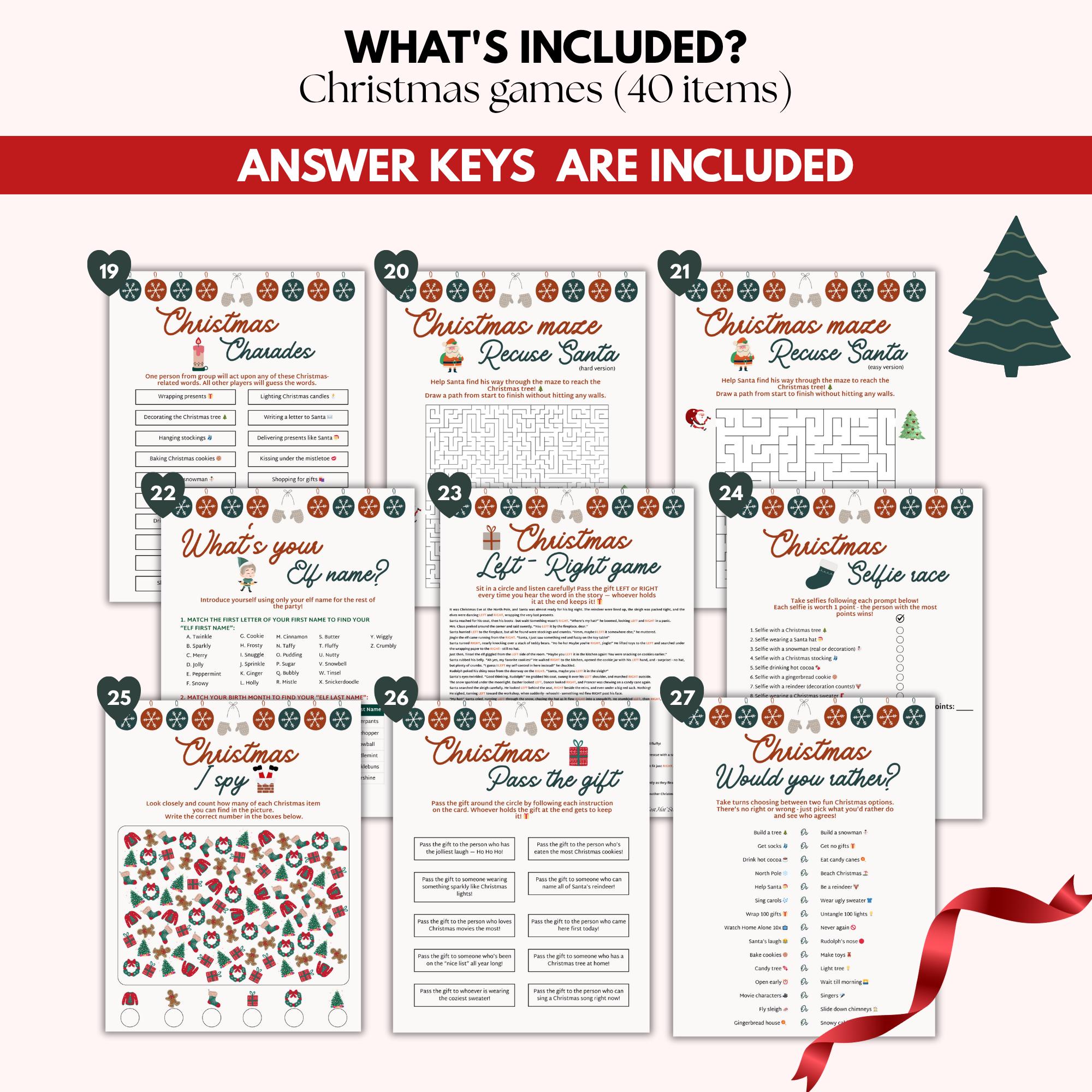 Christmas Party Games Bundle: Printable Holiday Game Bundle for Family ...