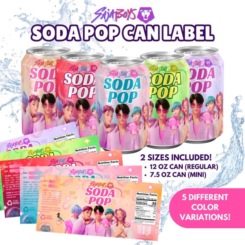 Saja Boys Soda Pop Can Label | Kpop Demon Hunters Party (digital ...