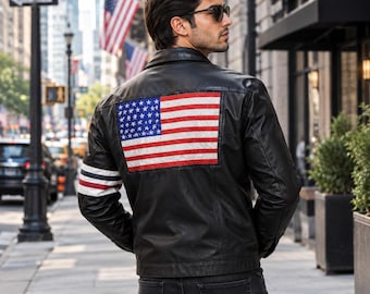Jaqueta de couro Peter Fonda Easy Rider – Jaqueta de motociclista clássica estilo motociclista para homens