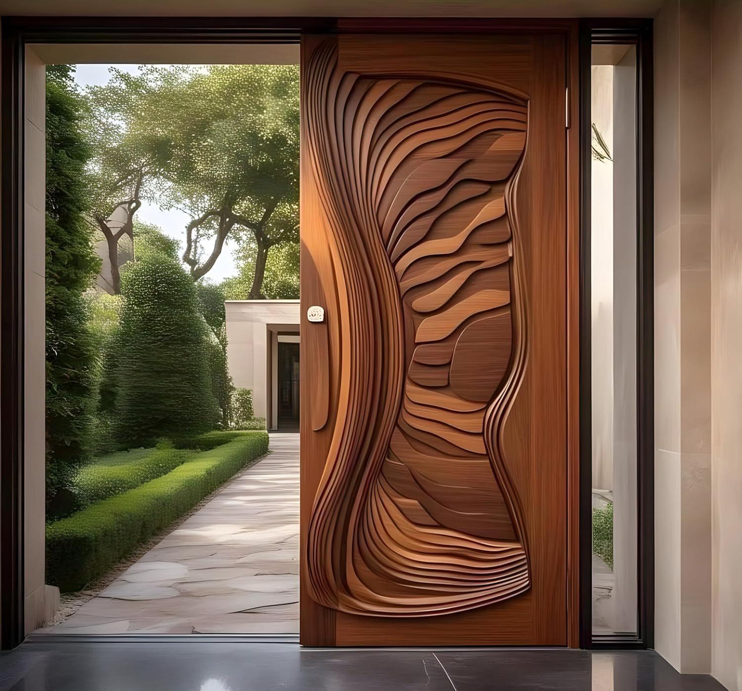 Hand-carved Teak Wood Entrance Door: Elegant Sagwan Wooden Gate - Etsy