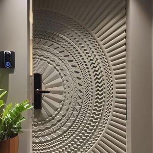 Hand-Carved Teak Wood Entrance Door: Sagwan Off-White Finish