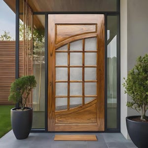 Hand-Carved Teak Wood Entrance Door: Elegant Sagwan Wooden Gate