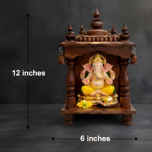 Handcrafted Wooden Mandir Small Pooja Temple for Home Gift | Diwali Decor Customization Available image 5