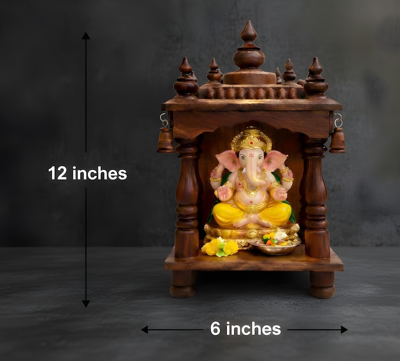 Handcrafted Wooden Mandir Small Pooja Temple for Home Gift | Diwali Decor Customization Available image 5