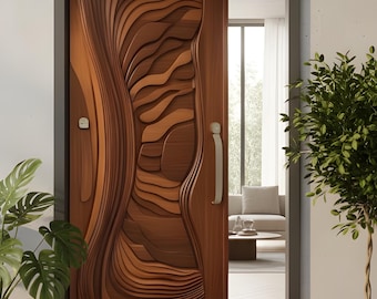 Hand-Carved Teak Wood Entrance Door: Elegant Sagwan Wooden Gate