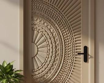 Hand-Carved Teak Wood Entrance Door: Sagwan Off-White Finish
