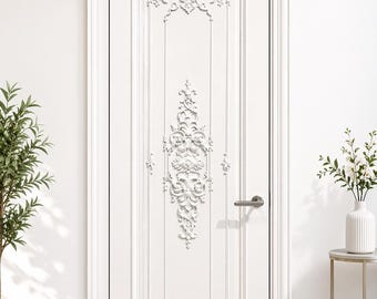 Puerta de entrada de madera de teca tallada a mano: acabado blanco Sagwan