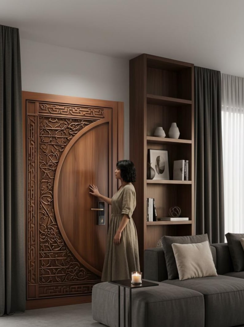 Hand-carved Teak Wood Entrance Door Sagwan Elegant Design Customization ...