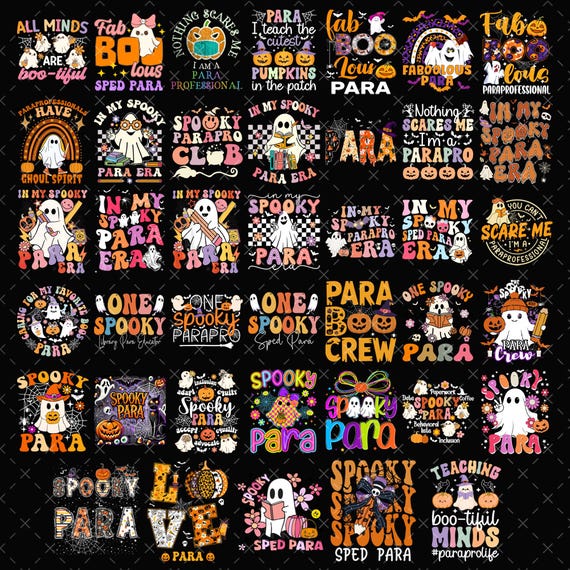40+ Spooky Para PNG Bundle, Halloween Paraprofessional Ghost Png, In My Spooky Para Era Teacher Assistant Digital Download