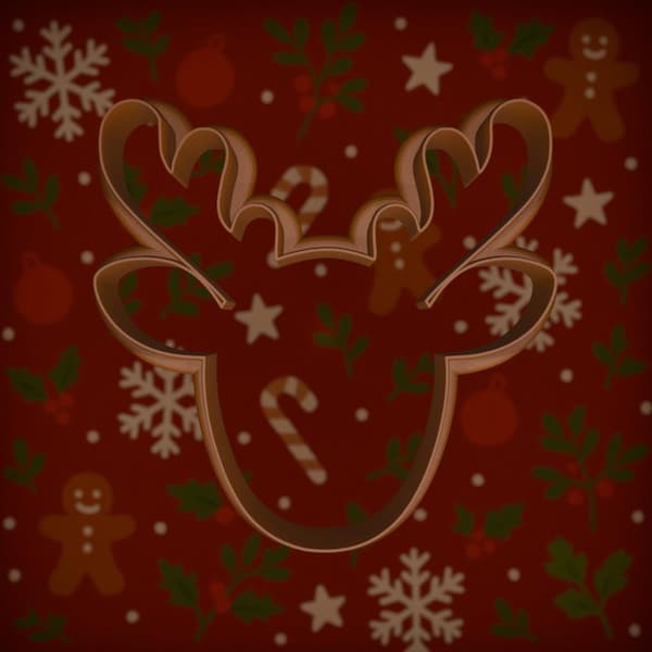 Simple Reindeer Cookie Cutter STL – Christmas / Holiday Digital Download