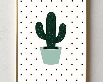 Minimalist Cactus Wall Art | Modern Desert Botanical Print | Digital Succulent Poster
