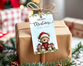 Teddy Bear Christmas Gift Tags | Blue