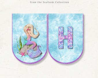 Mermaid Birthday Banner, Seafoam Collection Party Decor (Digital Download)