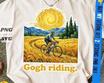 Gogh Reiten PNG, SVG, lustiges Radfahren Van Gogh Art Fahrrad, Gogh Reiten van Gogh Fahrrad-T-Shirt, cleverer Impressionismus Neuheit Idee geeignet