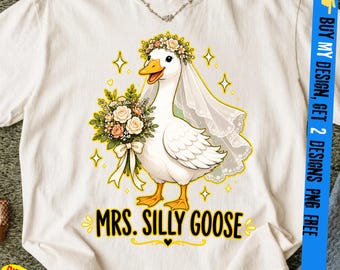 Mrs. Silly Goose Bride PNG, Ehepaar Matching PNG, Braut, lustige Gans Liebhaber Png, Hochzeitsgeschenk, Lustiges frisch vermähltes Geschenk für Paar, Braut