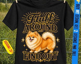 Flaum herum und finden es heraus PNG, Hundebesitzer Identität, lustiges Haltungszitat, lustiger pommerscher Flaum herum und finden heraus, flauschiger Hundeliebhaber Retro, png