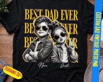 Benutzerdefinierter Vater Vintage Foto PNG: Personalisierter Vatertag png Mit Kinderfoto, lustiges Papa-Shirt, bester Papa aller Zeiten, neuer Papa Geschenk, neuer Papa Geschenk