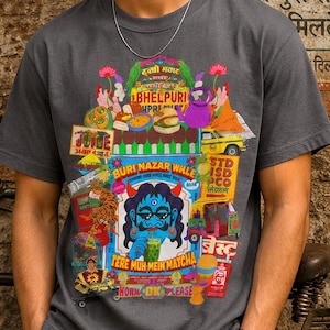 Buri Nazar Matchbox Art Tshirt | Quirky Retro Indian Street Nostalgia Tee | STD Booth Post Box Chai Wala Rickshaw Desi Gift NRI Unisex Shirt