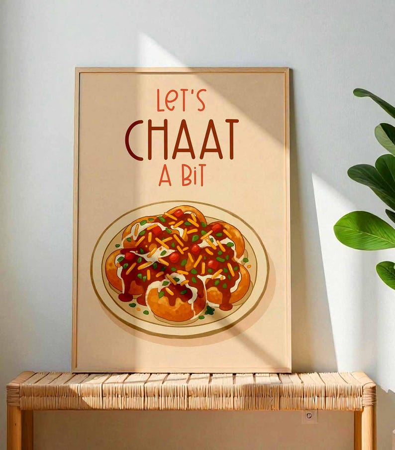 Let’s Chaat a Bit – Indian Chaat Poster | Funny Desi Kitchen Wall Art ...