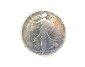 1917 Walking Liberty Silver Half Dollar Lady Liberty on Obverse & Eagle on Reverse - Genuine U.S.A. Currency Coin Good Condition Collectible