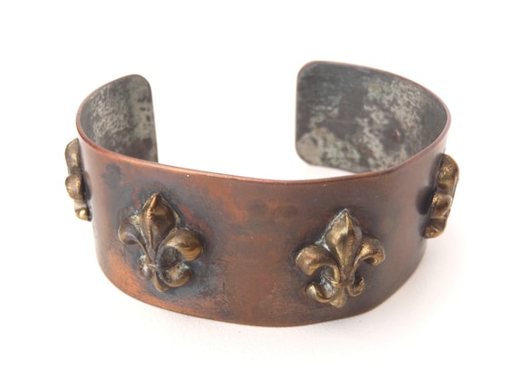 Copper & Brass Cuff Bracelet Vintage Handmade by … - image 1