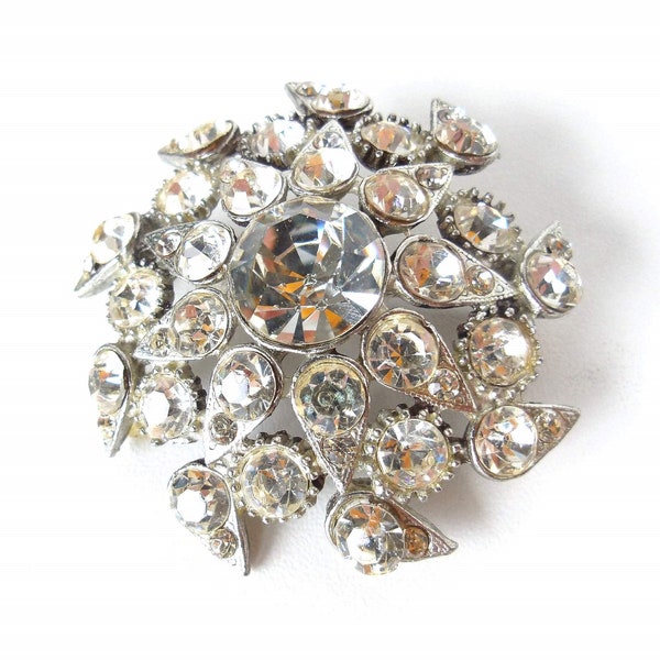 Vintage 1950s Rhinestone Starburst Brooch Big Sparkling Glamorous Radiating Dazzle Pin for the Holidays Mid Century Modern Costume Jewelry