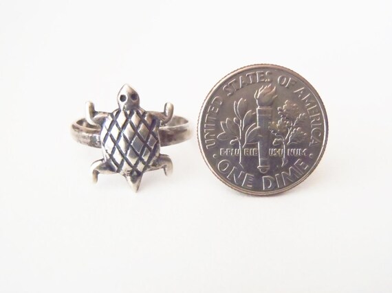 Sterling Silver Turtle Ring Adjustable Open Shank… - image 8