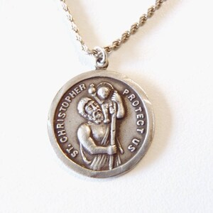Vintage St. Christopher Medal: Sterling Silver CHAPEL Brand Religious Medallion. Martyred Patron Saint of Travelers, Mariners, and Ferrymen