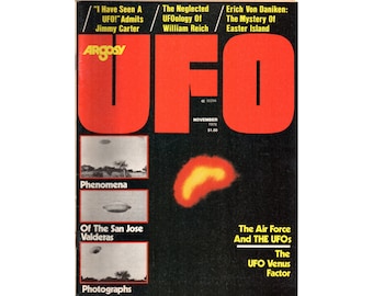ARGOSY UFO Magazine Nov 1976 Original Vintage 1970s News Stand Flying Saucer Publication Sauceriana & Forteana Very Collectible and Strange!