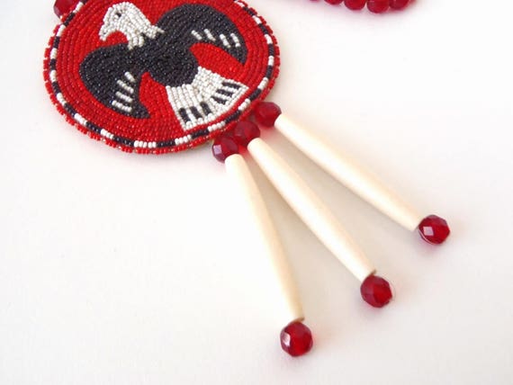 Native American Beaded Rosette Eagle Vintage Coll… - image 6