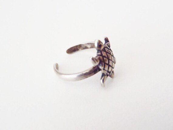 Sterling Silver Turtle Ring Adjustable Open Shank… - image 5